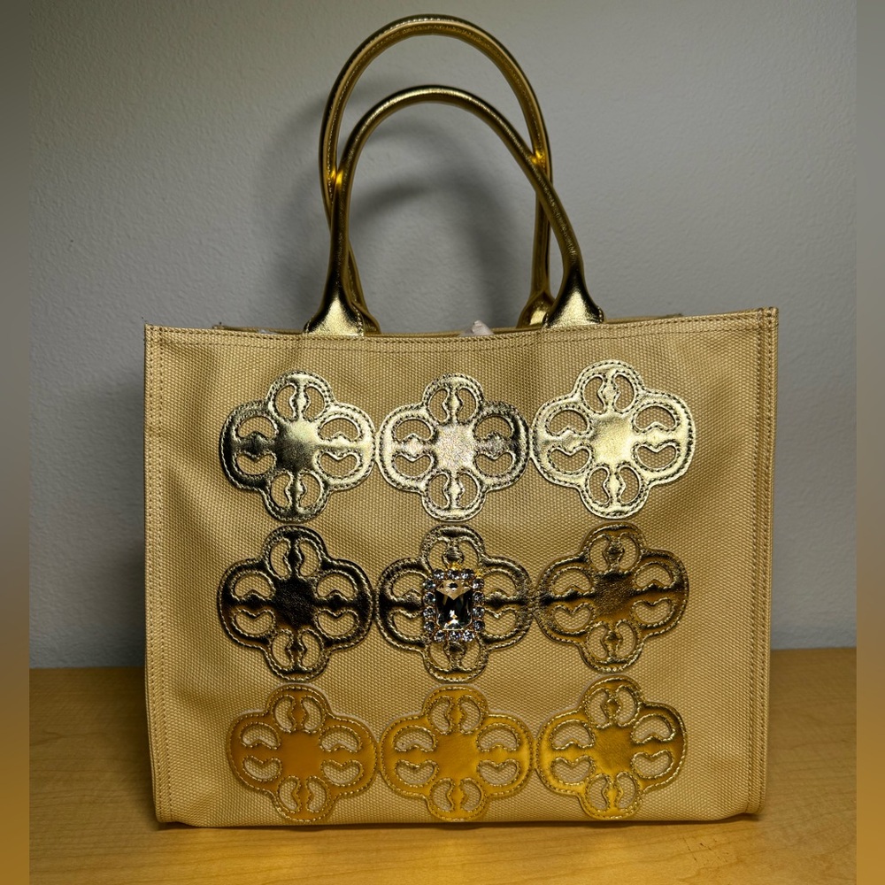 Brighton My Flat In London Royceton Jeweled Gold Shoulder Tote Bag